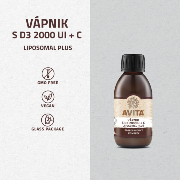 Avita PRÍRODNÝ VÁPNIK s D3 2000 UI + C doplnok výživy 20 dávok