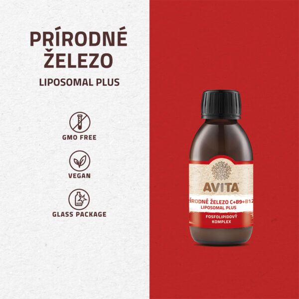 Avita PRÍRODNÉ ŽELEZO C+B9+B12 LIPOSOMAL PLUS doplnok výživy 20 dávok